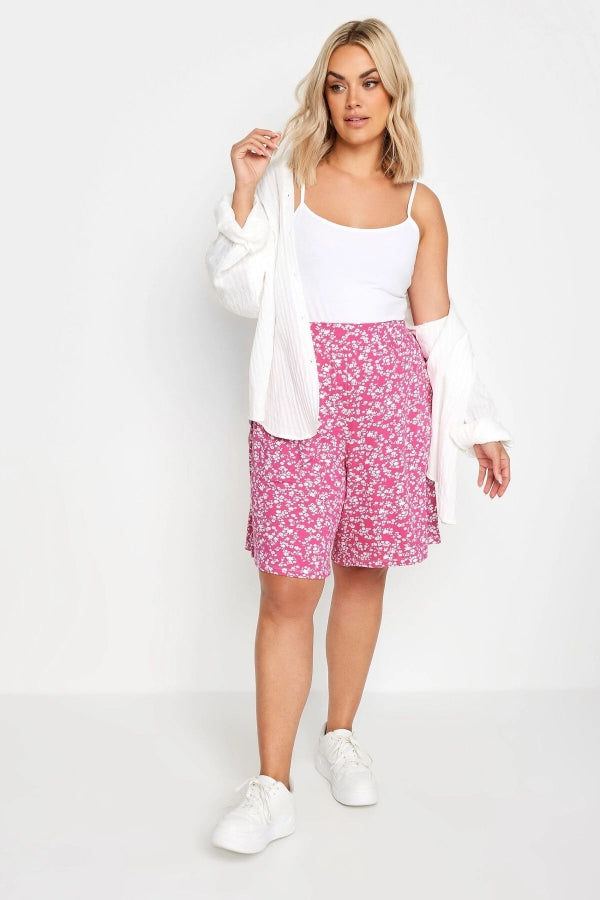 Büyük Beden Beli Lastikli Desenli Bol Kesim Likralı Şort 145099 Vervegrand