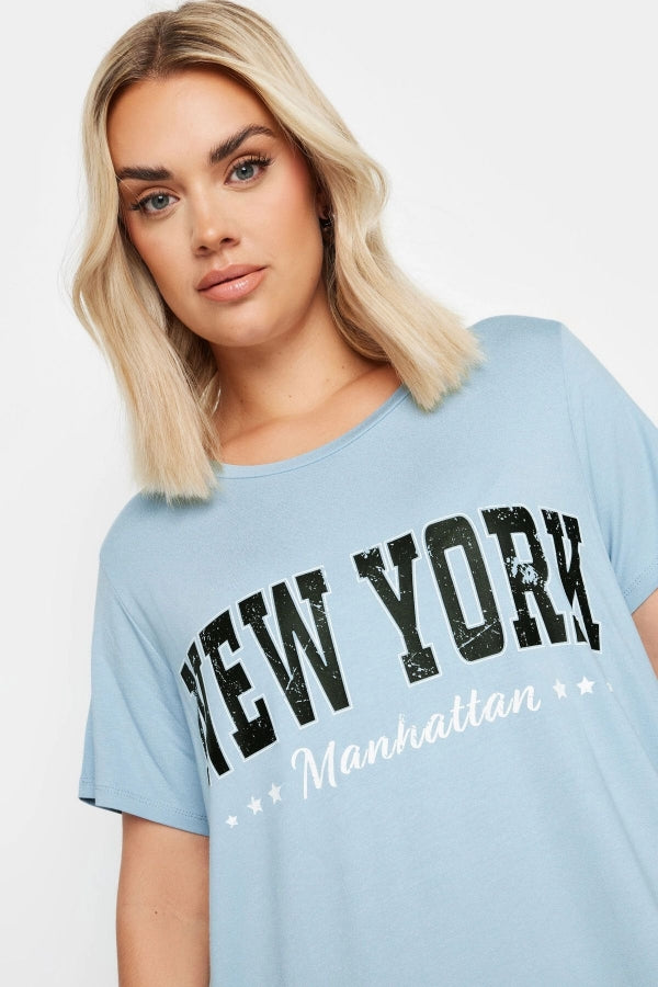 Büyük Beden Bisiklet Yaka Kısa Kollu Baskılı T-shirt 302278 Vervegrand