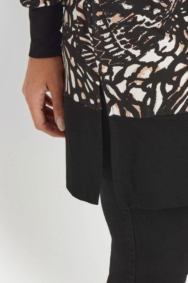 Büyük Beden V Yaka Uzun Kollu Bileği Lastikli Yırtmaçlı Bluz 303724 Vervegrand