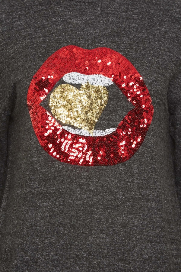 Büyük Beden Boğazlı Uzun Kollu Payet Detaylı Yumuşak Dokulu Bluz 301519 Vervegrand