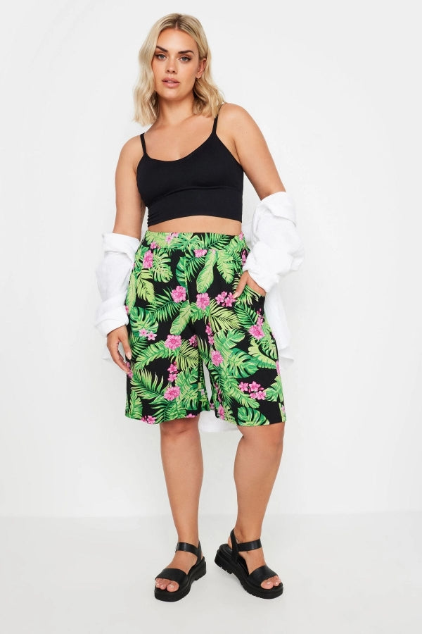 Büyük Beden Beli Lastikli Desenli Bol Kesim Likralı Şort 145102 Vervegrand