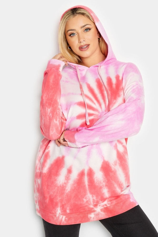 Büyük Beden Batik Desen Uzun Kollu Kapüşonlu Sweatshirt 301590 Vervegrand