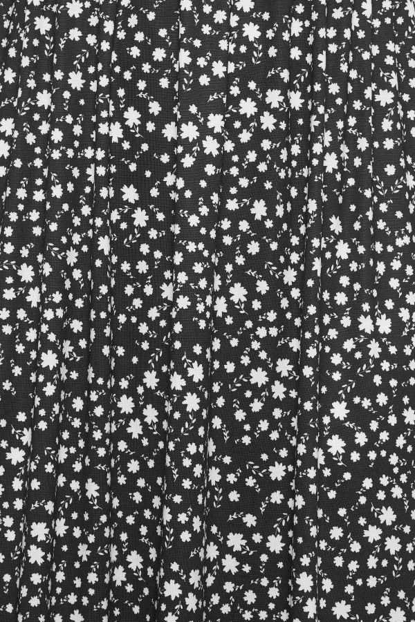 Büyük Beden V Yaka Kolları ve Beli Lastikli Desenli Uzun Elbise 215793 Vervegrand