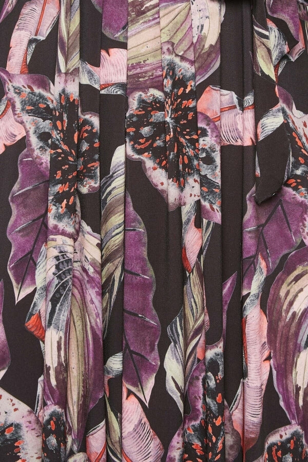 Büyük Beden V Yaka Desenli Kuşaklı Likralı Yarım Kol Anvelop Elbise 301989 Vervegrand