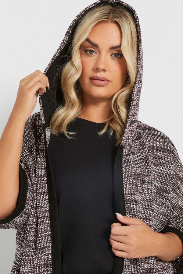 Büyük Beden Yumuşak Dokulu Yarım Kollu Cepli Kapüşonlu Hırka 301796 Vervegrand