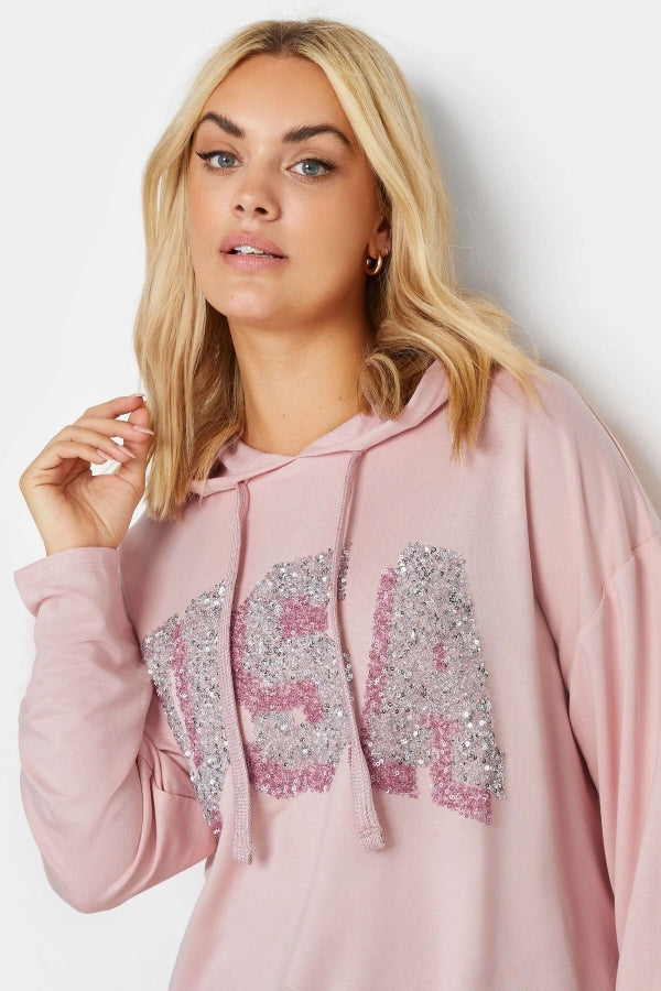 Vervegrand kapüşonlu büyük beden sweatshirt manken üzerinde
