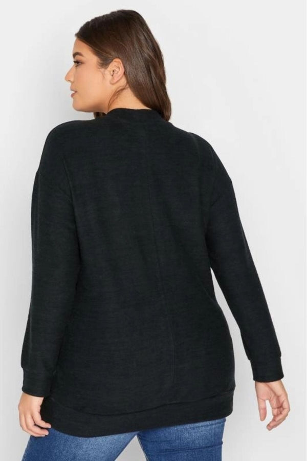 Büyük Beden Kalp Desenli Uzun Kollu Yuvarlak Yaka Polar Kazak 301787 Vervegrand