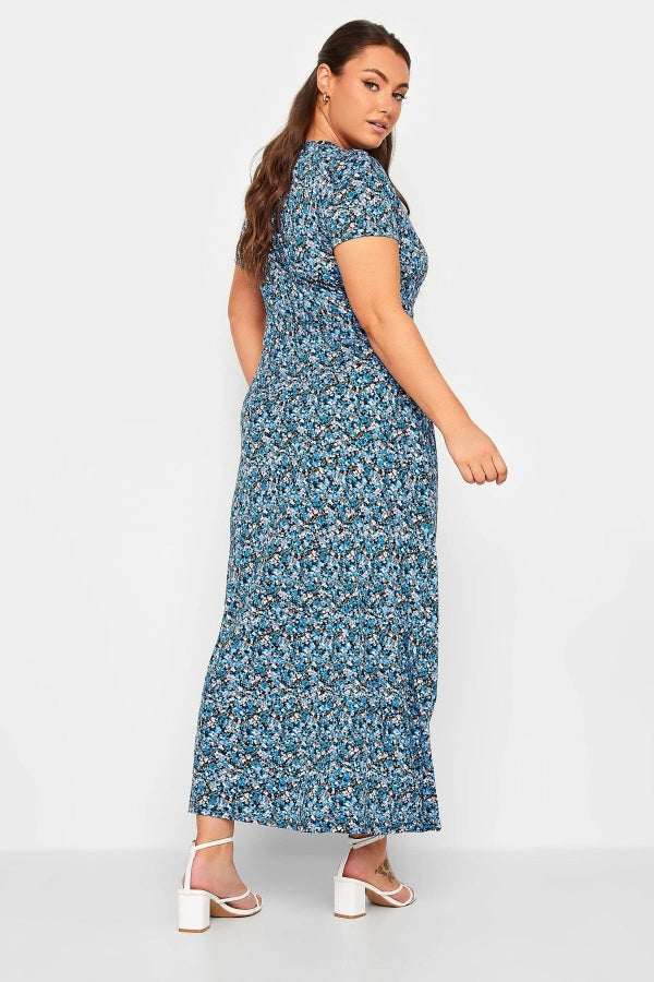 Büyük Beden V Yaka Kısa Kollu Likralı Anvelop Elbise 302225 Vervegrand