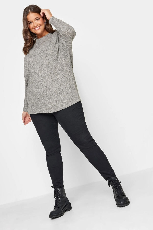 Büyük Beden Önü Dikiş Detaylı Yumuşak Dokulu Örme Bluz 302600 Vervegrand