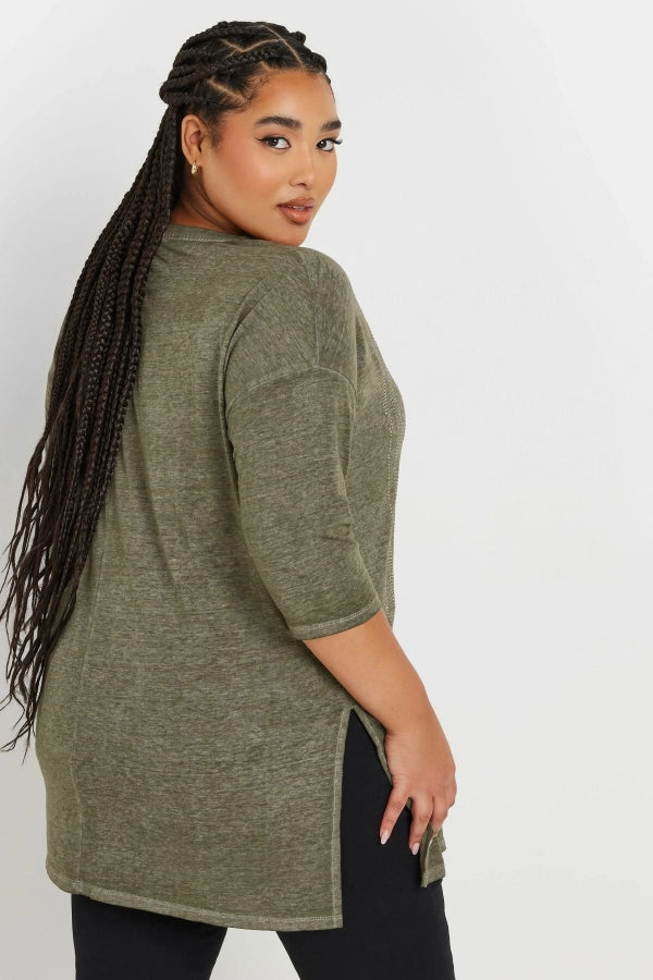 Büyük Beden Yarım Kollu Bisiklet Yaka Taş İşlemeli T-Shirt 173260 Vervegrand