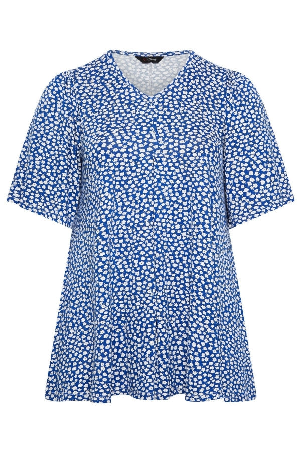 Büyük Beden V Yaka Desenli Asimetrik Kesim Likralı Bluz 301696 Vervegrand