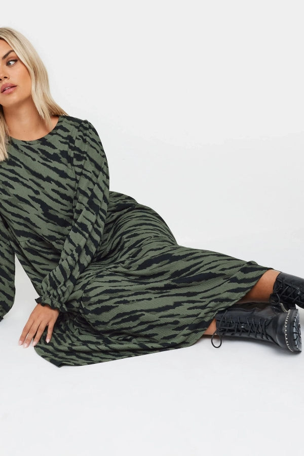 Vervegrand Zebra Desenli Elbise Üst Detayları