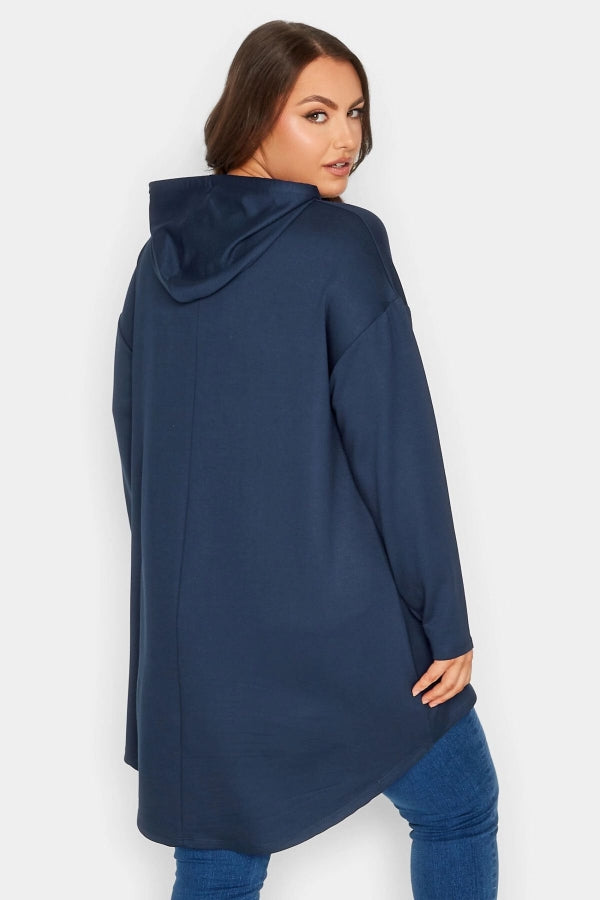 Büyük Beden Kapüşonlu Payetli Asimetrik Uzun Kesim Sweatshirt 301768 Vervegrand