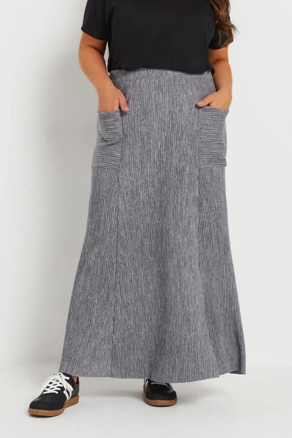 Büyük Beden Beli Lastikli Önden Cepli Fitilli Maxi Etek 303899 Vervegrand
