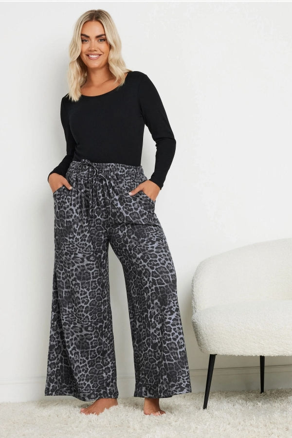 Büyük Beden Bol Paça Cepli Leopar Desenli Beli Lastikli Eşofman Altı 322356 Vervegrand