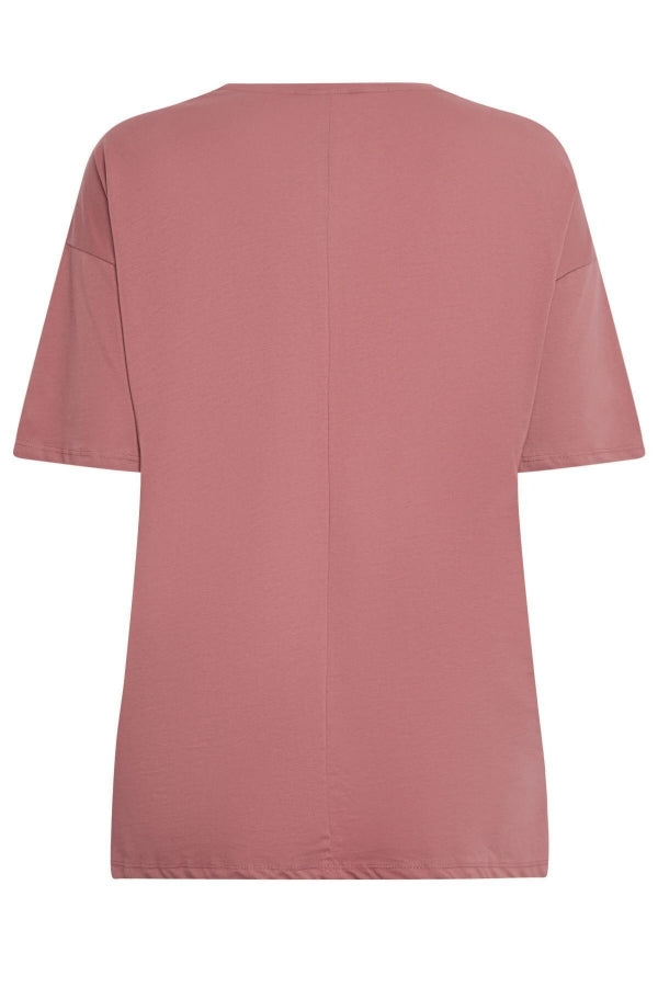 Büyük Beden Yırtmaç Detaylı Kalp Desenli Bisiklet Yaka Yarım Kol Bluz 321121 Vervegrand