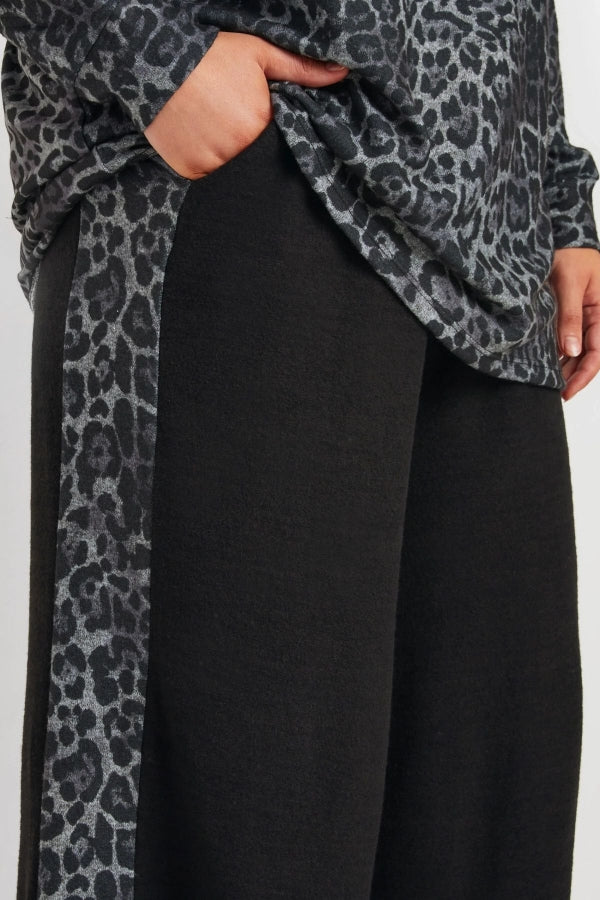 Büyük Beden Yanı Leopar Desenli Cepli Beli Lastikli ve Büzgülü Eşofman Altı 322194 Vervegrand