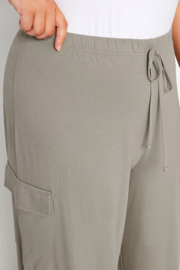 Büyük Beden Beli Lastikli Cepli Geniş Paça Kargo Pantolon 143824 Vervegrand