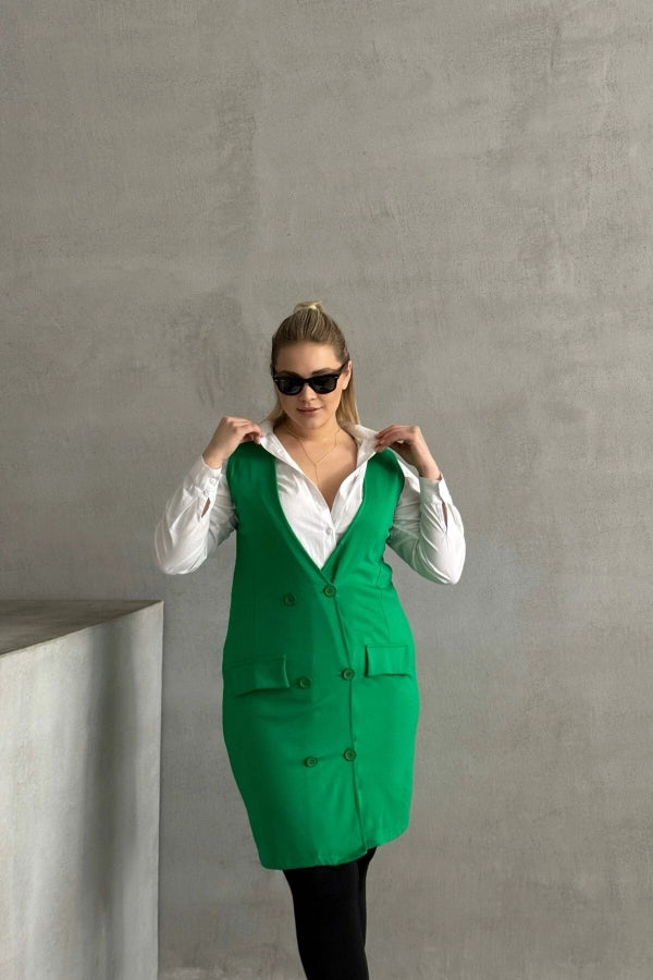 Büyük Beden Sıfır Kol Önü Düğmeli Cep Görünümlü Hırka 300860 Vervegrand