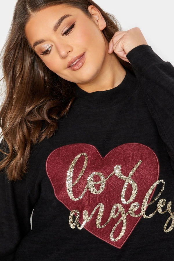 Büyük Beden Yazılı Payet Detaylı Yuvarlak Yaka Triko Kazak 301779 Vervegrand