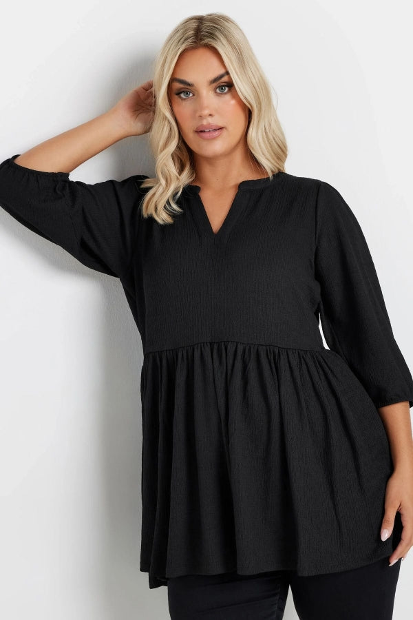 Büyük Beden V Yaka Esnek Kesim Yarım Kollu Eteği Bollaşan Bluz 322214 Vervegrand