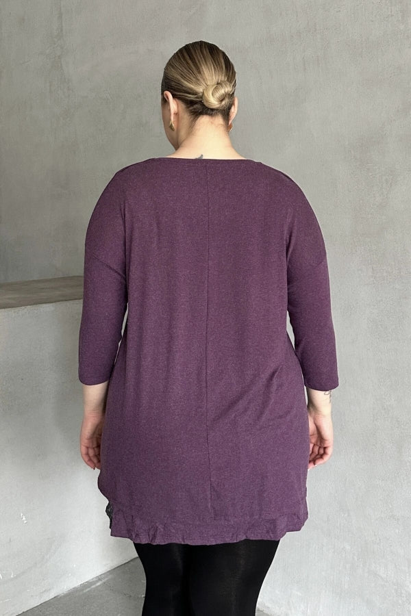 Büyük Beden Eteği Tül Detaylı Uzun Kollu İnce Bluz 84-106 Vervegrand