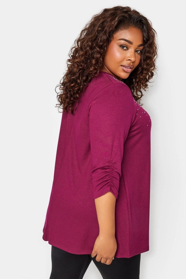 Büyük Beden V Yaka Zımbalı Yarım Kollu Bluz 285017 Vervegrand