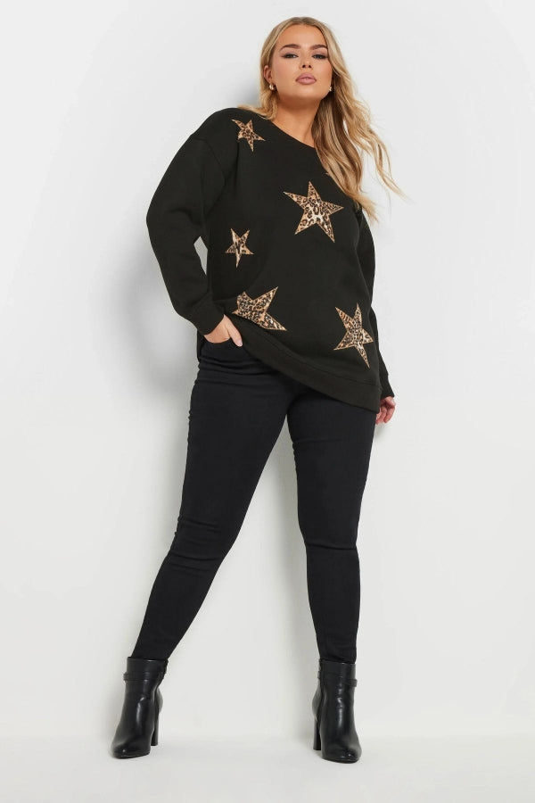 Büyük Beden Uzun Kollu Bisiklet Yaka Payet İşlemeli Sweatshirt 303833 Vervegrand