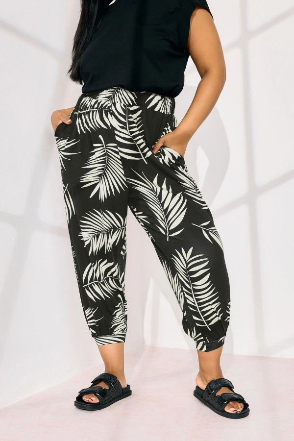 Büyük Beden Bilek Boy Paçası ve Beli Lastikli Cepli Şalvar Pantolon 145264 Vervegrand