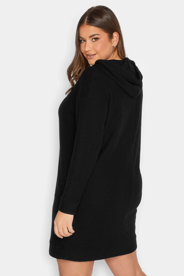 Büyük Beden Kapüşonlu Cepli Uzun Kollu Sweatshirt Elbise 301574 Vervegrand