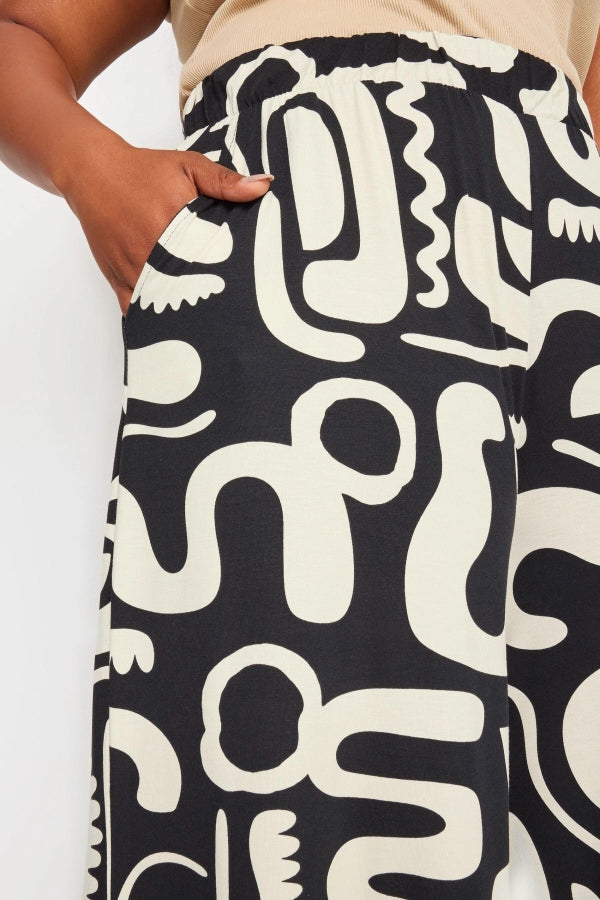 Büyük Beden Desenli Bol Kesim Cepli Likralı Kapri Pantolon 145094 Vervegrand