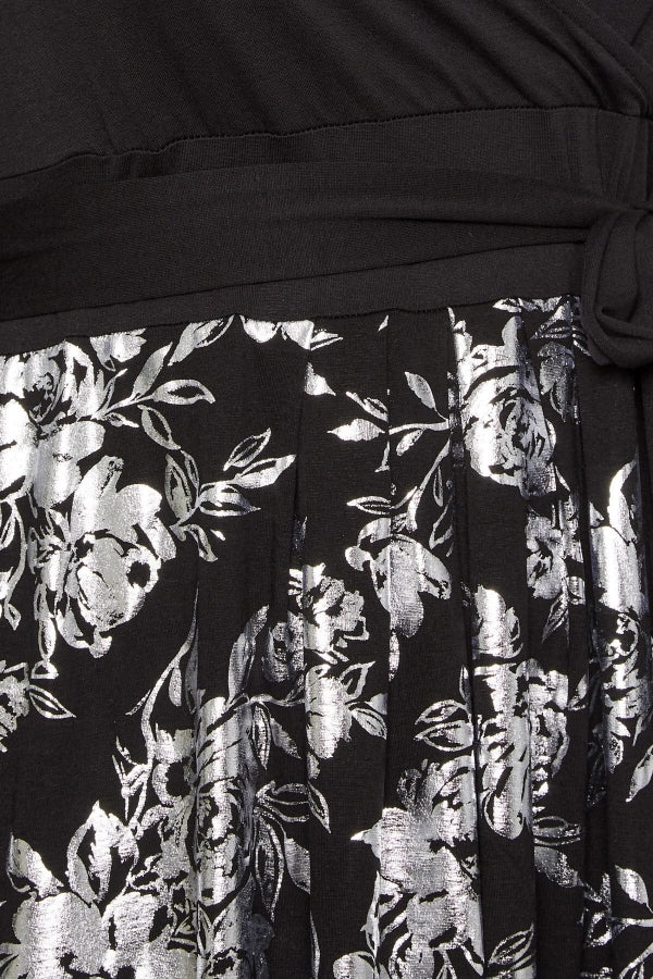 Büyük Beden V Yaka Fakir Kol Parlak Etekli Kuşaklı Elbise 301808 Vervegrand