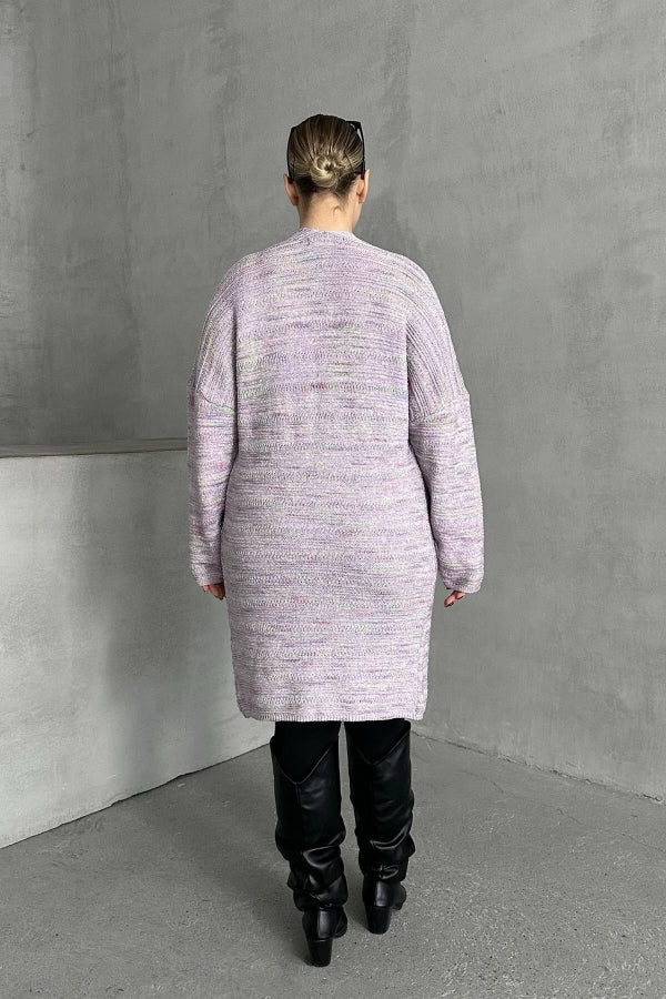 Büyük Beden Uzun Kollu Önü Kapamasız İnce Örme Hırka 302300 Vervegrand