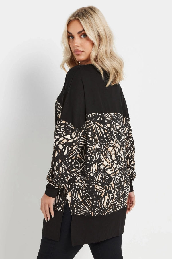 Büyük Beden V Yaka Uzun Kollu Bileği Lastikli Yırtmaçlı Bluz 303724 Vervegrand