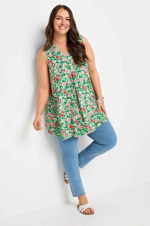 Büyük Beden Sıfır Kol V Yaka Desenli Likralı Bluz 321779 Vervegrand