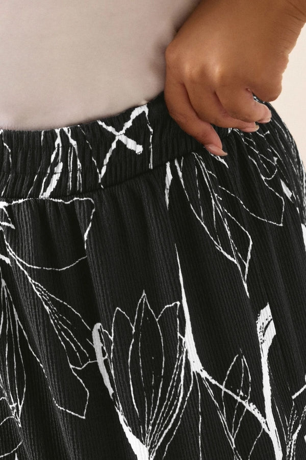 Büyük Beden Bürümcük Kumaş Çiçek Desenli Beli Lastikli Etek 304235 Vervegrand