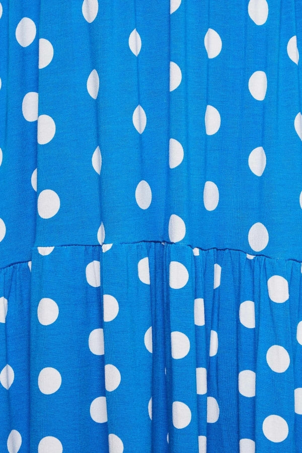 Büyük Beden V Yaka Kısa Kollu Puantiye Desenli Elbise 302351 Vervegrand