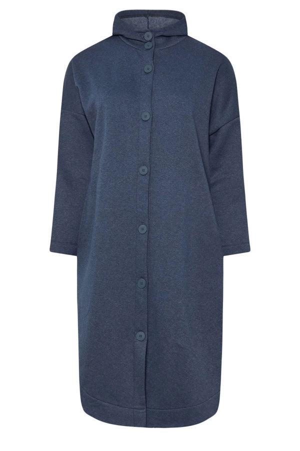 Büyük Beden Kapüşonlu Cepli Önü Düğme Kapamalı Uzun Ceket 303763 Vervegrand