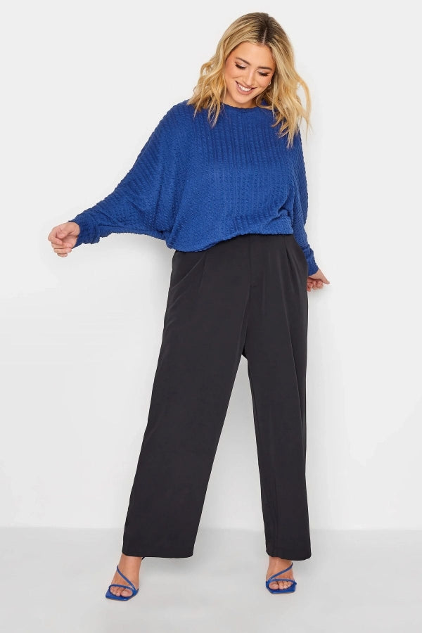 Büyük Beden Bisiklet Yaka Uzun Yarasa Kol İnce Bluz 301720 Vervegrand