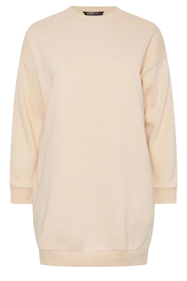 Büyük Beden Bisiklet Yaka Uzun Kollu Cepli Şardonlu Sweatshirt Elbise 304038 Vervegrand
