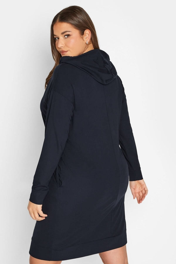 Büyük Beden Kapüşonlu Cepli Uzun Kollu Sweatshirt Elbise 301732 Vervegrand
