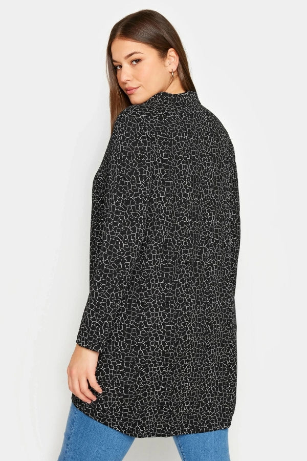 Büyük Beden Desenli Uzun Kollu Uzun Kesim Gömlek 303139 Vervegrand