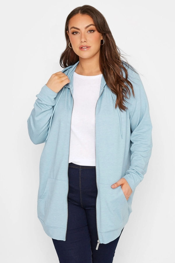 Büyük Beden Boydan Fermuarlı Cepli Uzun Kollu Kapüşonlu Sweatshirt 173417 Vervegrand