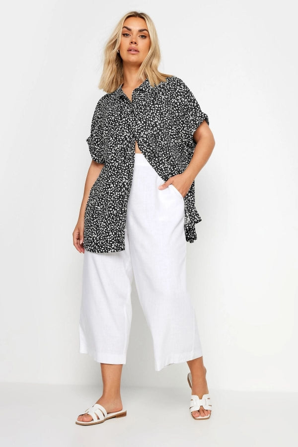 Büyük Beden Kısa Kollu Desenli Düğmeli Gömlek 303354 Vervegrand