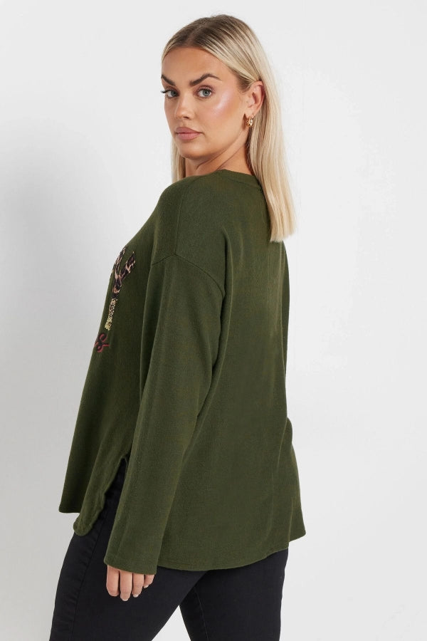 Büyük Beden Payetli ve Ponponlu Yılbaşı Sweatshirt