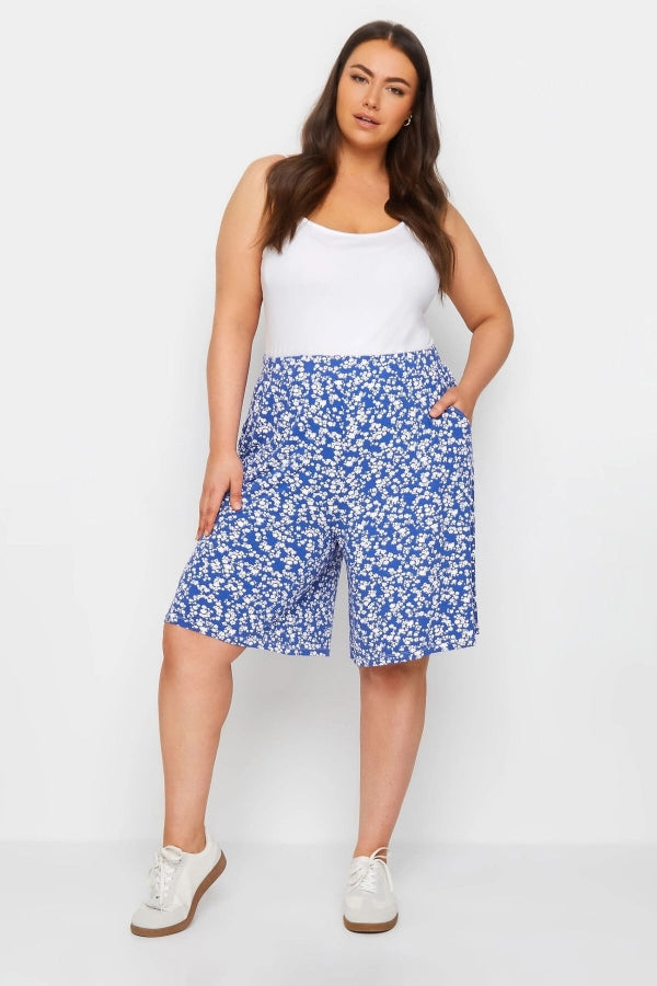 Büyük Beden Beli Lastikli Desenli Bol Kesim Likralı Şort 145104 Vervegrand