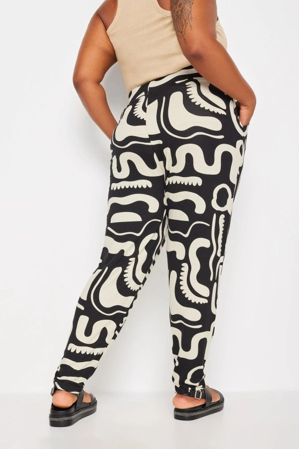 Büyük Beden Dar Paça Desenli Cepli Havuç Kesim Likralı Pantolon 143748 Vervegrand