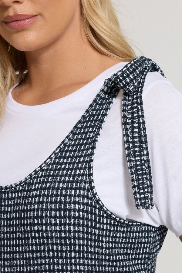 Büyük Beden Bol Paça Askıları Bağlamalı Kare Desenli Maxi Tulum 160362 Vervegrand