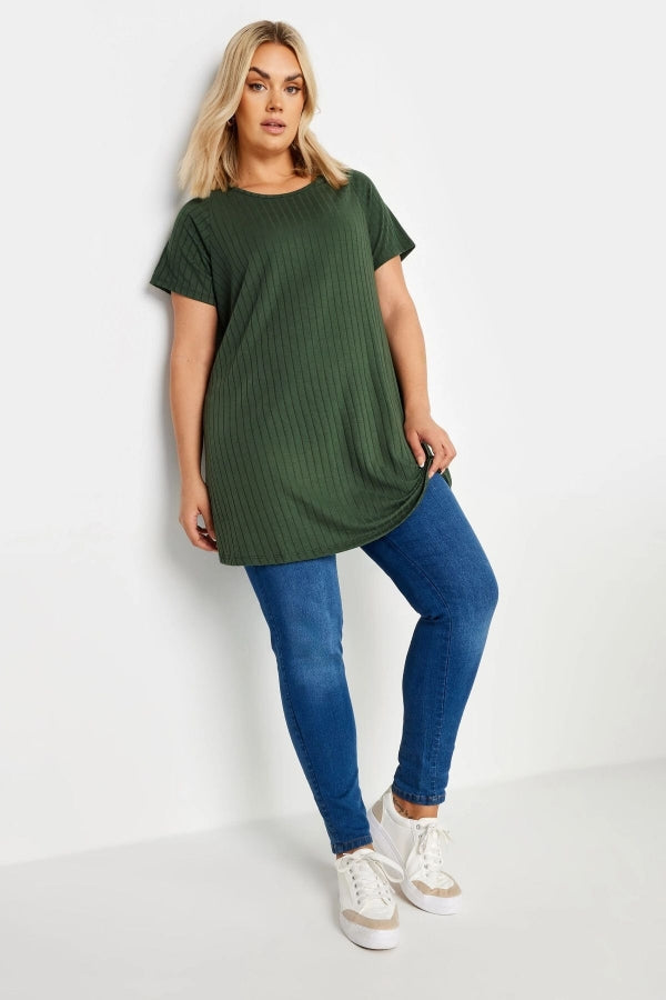 Büyük Beden Bisiklet Yaka Kısa Kollu Fitilli Bluz 303257 Vervegrand