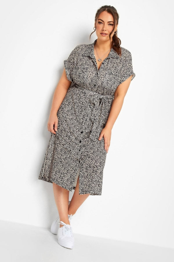 Büyük Beden Kuşaklı Gömlek Elbise 302077 Vervegrand